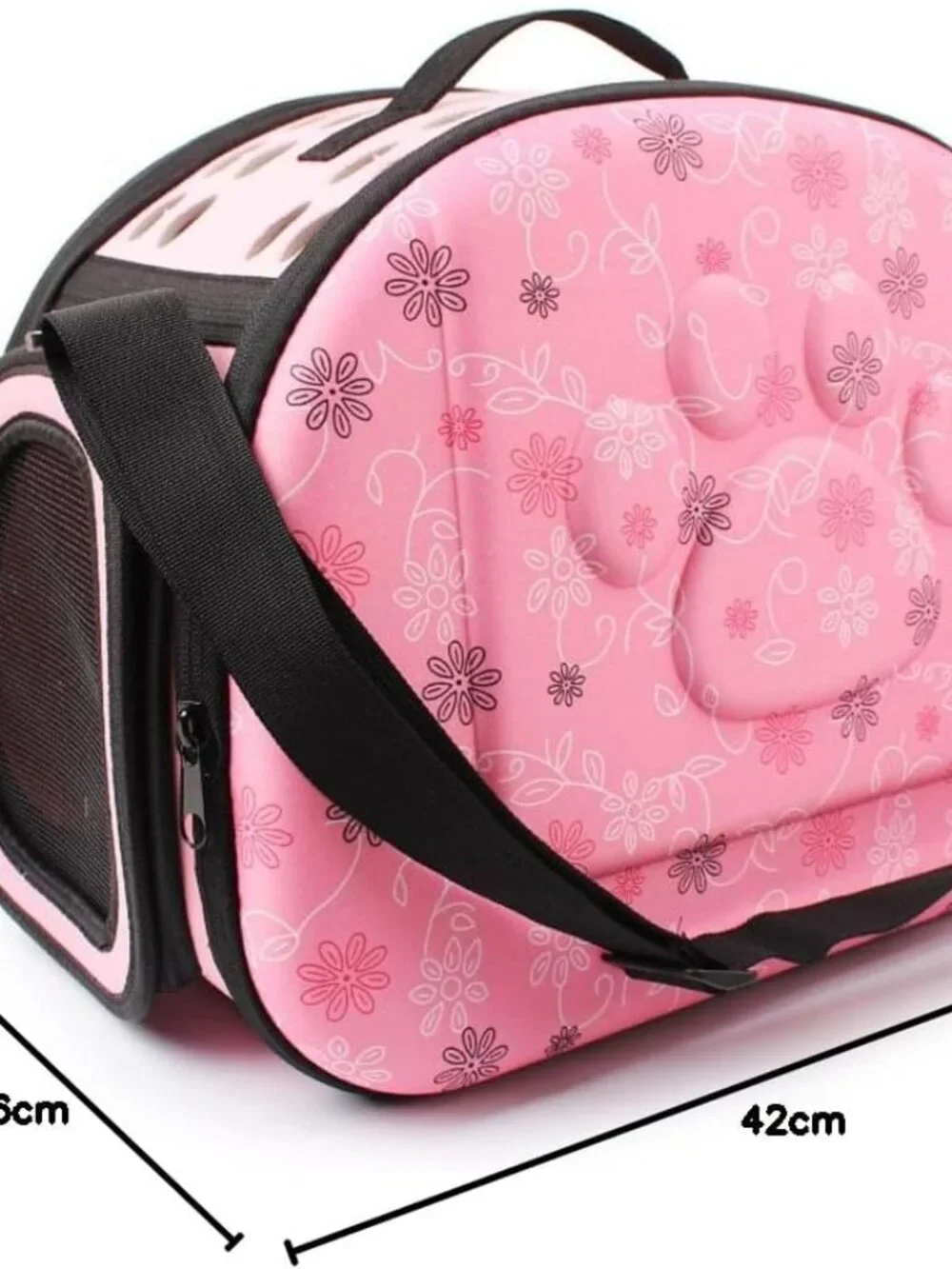 Pink Breathable Folding Soft-Sided Pet Carrier Comfort Bag for Dog Cat Travel